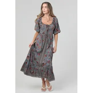 Angie Angie L/S Tie Back Maxi Dress (F4K33)