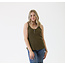 Angie Angie Lace Trim Rib Knit Tank W.Buttons (X2AG9)